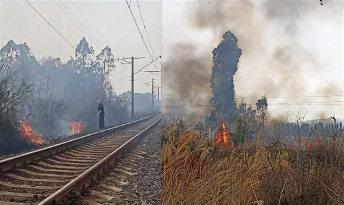ქობულეთში, სოფელ ოჩხამურში ხანძარია – ცეცხლი რკინიგზას მიუახლოვდა