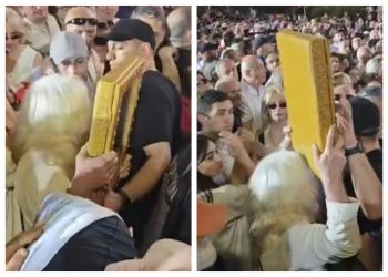 🎥 სავარაუდოდ, ოცნების მხარდამჭერი მღვდელი სცენაზე არ აუშვეს, ამიტომ მან ივანიშვილი და მისი პარტია ხატზე გადასცა – სკანდალური კადრები