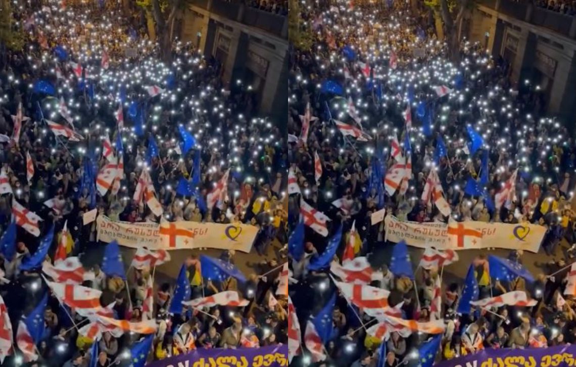 🎥ევროპული მარშში ათი ათასობით ადამიანი მონაწილეობს – რა ხდება ამ წუთებში თბილისის ქუჩებში?