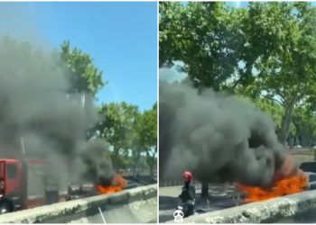 🎥 “ნეტავ თუ მოასწრეს ავტომობილიდან გადმოსვლა?” – სანაპიროზე ავტომობილი იწვის