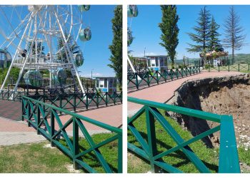 ჭიათურაში ,,ეშმაკის ბორბლის” ქვეშ მიწა ჩაიქცა- რა კადრები ვრცელდება ადგილიდან