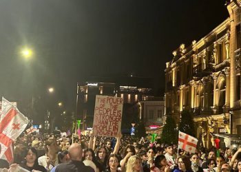 “მადლობა” – ამ სიტყვას სკანდირებენ აქციის მონაწილეები ათონელის რეზიდენციასთან