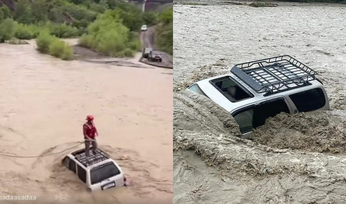 🎥 ვერეს ხეობაში მდინარემ მანქანა წაიღო – “ღმერთო არ გაამეორო 13 ივნისი”