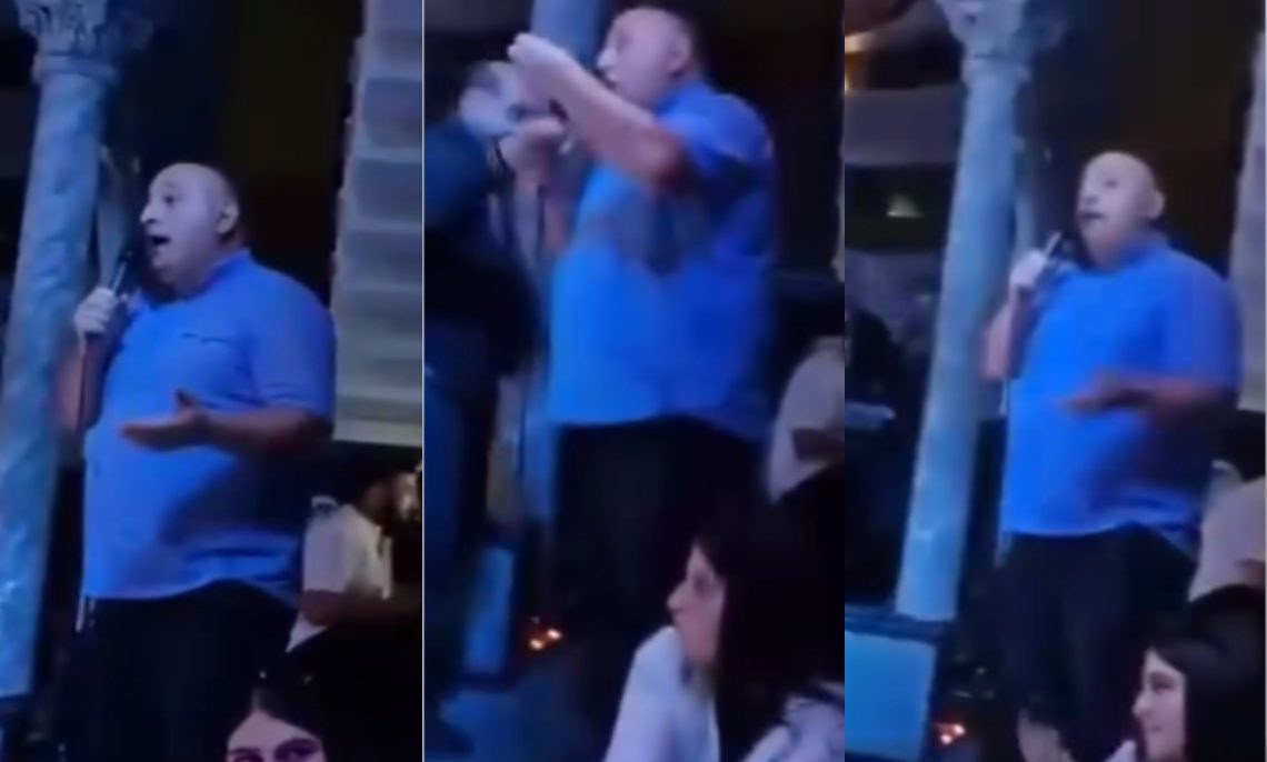 🎥 პრორუსი დირექტორი, რომელიც რუსეთთან მეგობრობაზე სადღეგრძელოს სვამდა ბანკეტიდან გააგდეს – ნახეთ კადრები ტყიბულიდან