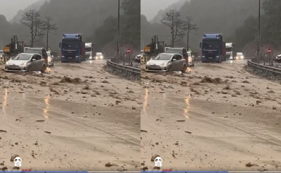 🎥რა ხდება რიკოთის უღელტეხილზე ამ წუთებში, სადაც ძლიერი წვიმაა – კადრები ადგილიდან