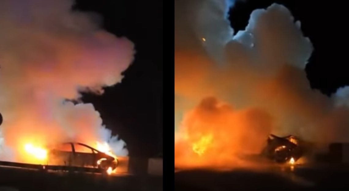 🎥 ავარია თბილისი-სამტრედიის გზაზე – ავტომობილს ცეცხლი გაუჩნდა