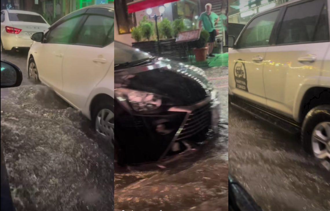 რა ხდებოდა ბათუმში ძლიერი წვიმის დროს – კადრები ადგილიდან