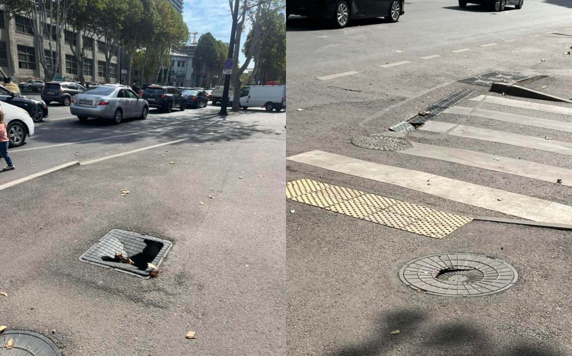 საგანგაშო კადრები წერეთლის გამზირიდან – რა ვითარებაა 9 თვის წინ რეაბილიტირებულ ქუჩაზე?