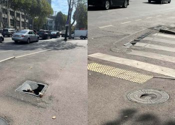 საგანგაშო კადრები წერეთლის გამზირიდან – რა ვითარებაა 9 თვის წინ რეაბილიტირებულ ქუჩაზე?