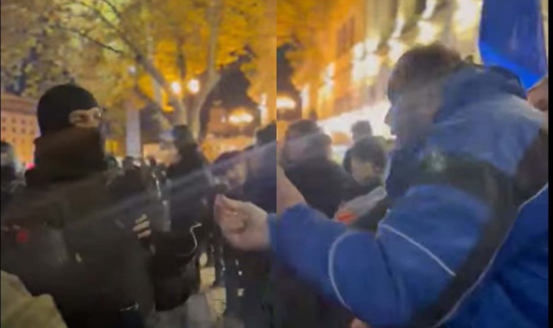 🎥”კაცურად ვიგინები ძმაო…”- აქციაზე მოქალაქე სპეცრაზმელს დაუპირისპირდა