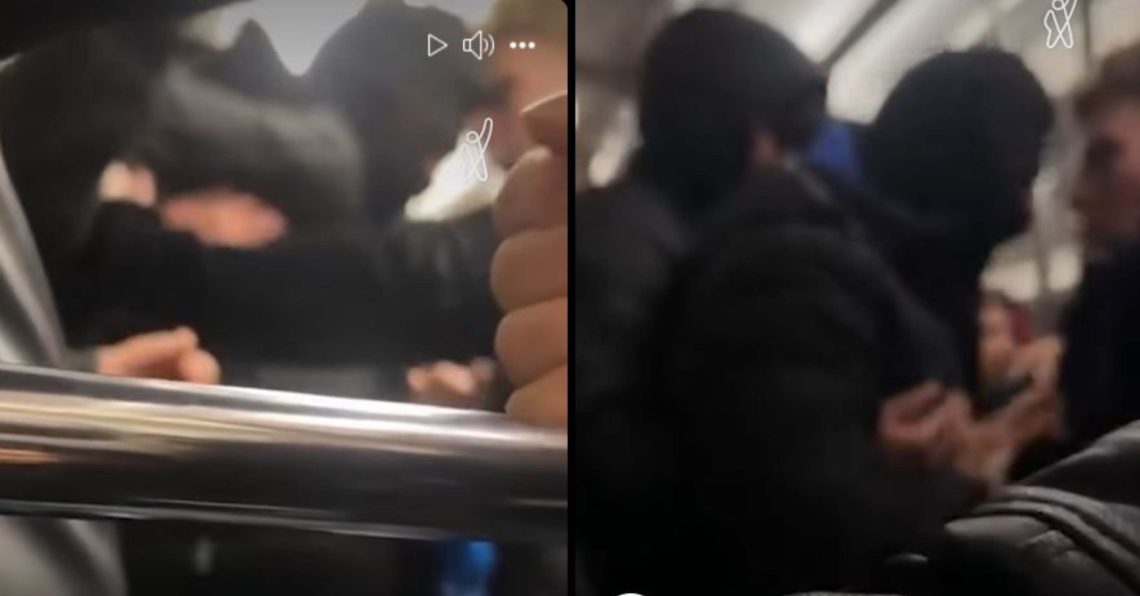 🎥მეტროში ორი მამაკაცი პროტესტის მონაწილეებს აგინებს და ფიზიკურად უსწორდება