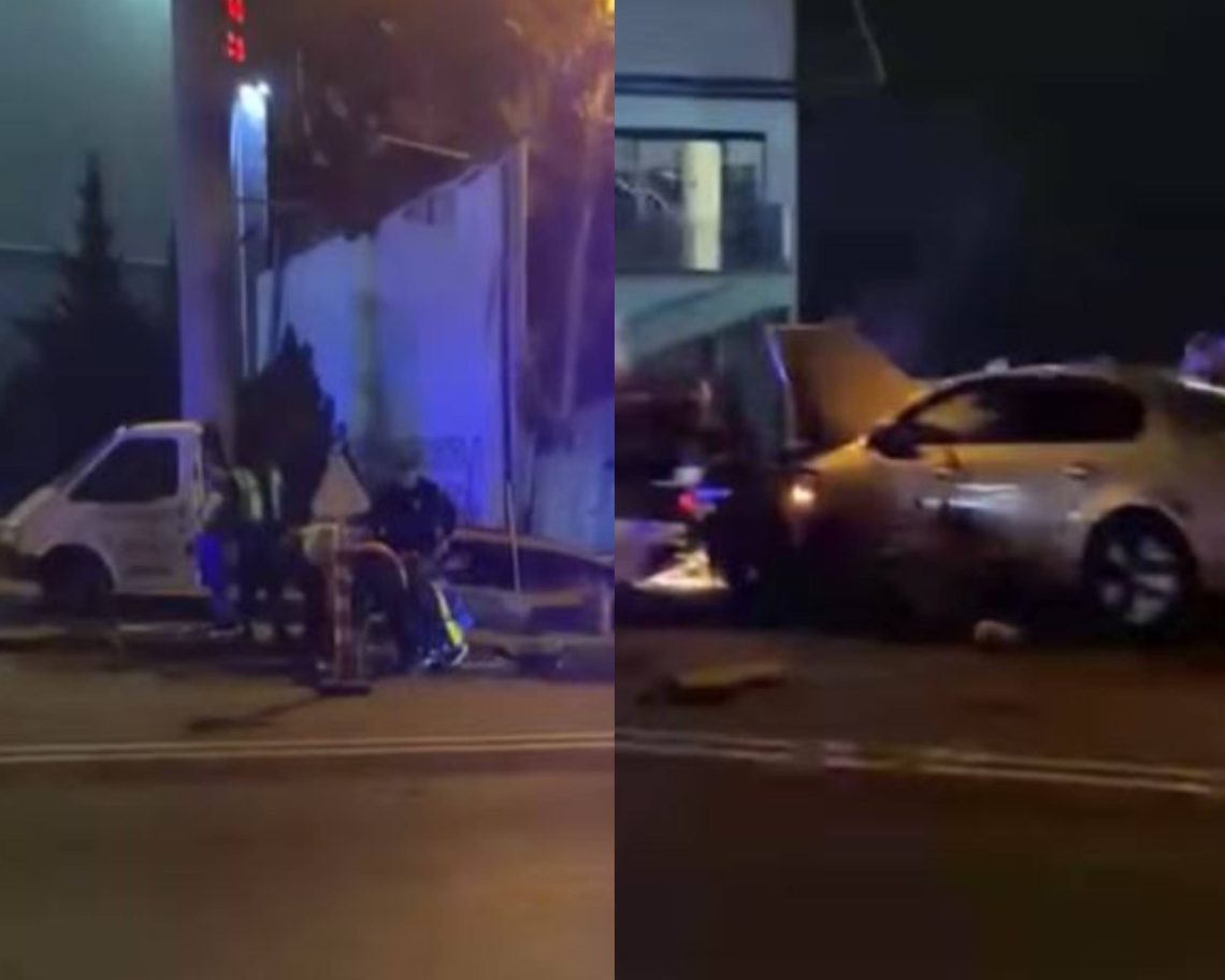 🎥ავტოსაგზაო შემთხვევა თბილისში – მანქანა მომუშავე პერსონალს დაეჯახა