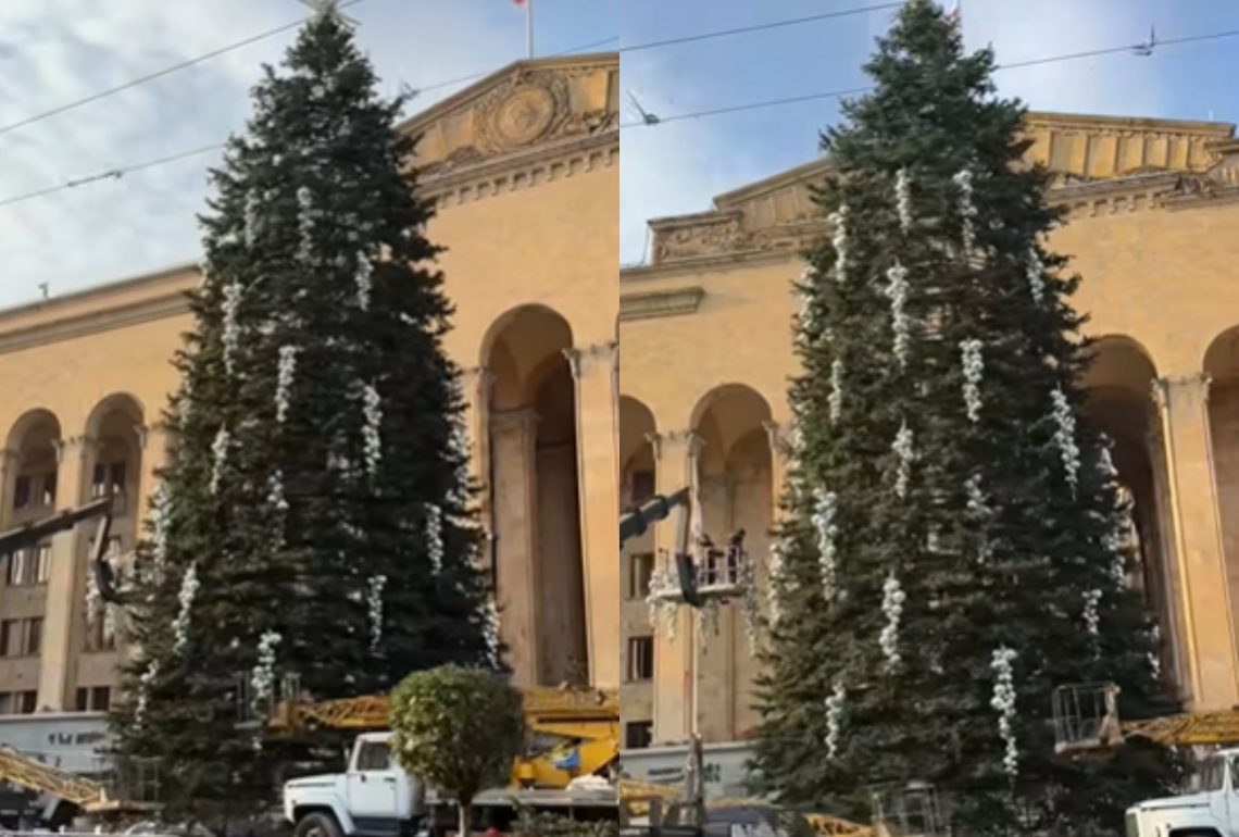 🎥პარლამენტთან ნაძვის ხეს რთავენ – რა კადრები ვრცელდება ადგილიდან?