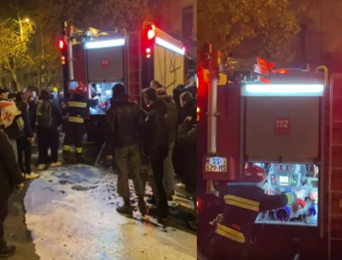 სახანძროს მანქანამ წყალი დაცალა – რა კადრები ვრცელდება