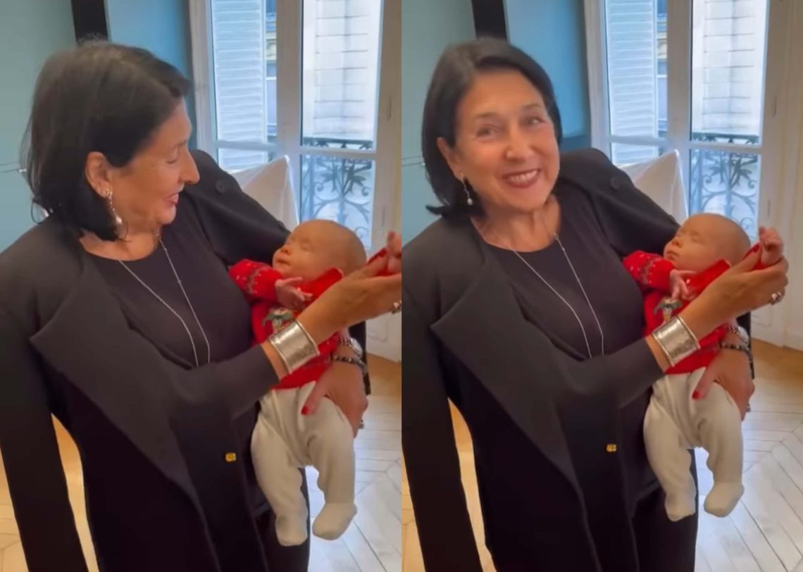 “გაბრიელთან პირველი ხანმოკლე შეხვედრა” – სალომე ზურაბიშვილი შვილიშვილთან ერთად გადაღებულ კადრებს ავრცელებს