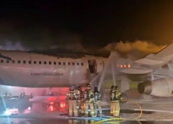 სამხრეთ კორეის აეროპორტში თვითმფრინავს ცეცხლი გაუჩნდა