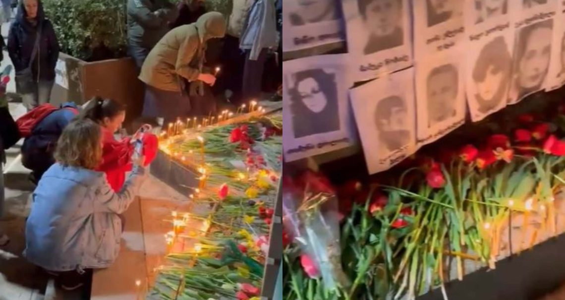 მოქალაქეებმა 9 აპრილის მემორიალთან ტიტები და სანთლები მიიტანეს – რა ხდება რუსთაველის გამზირზე