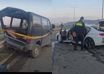 🎥მაგისტრალზე ერთმანეთს ორი მანქანა დაეჯახა – ვრცელდება კადრები ადგილიდან