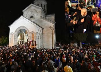 აქციის მონაწილეები აღდგომის ბრწყინვალე დღესასწაულს ქაშვეთის ტაძართან შეხვდნენ