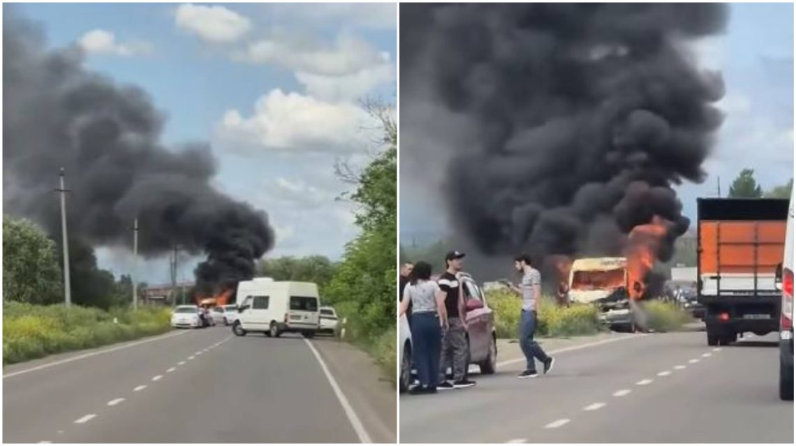 მარნეულში სამარშრუტო ტაქსს ცეცხლი გაუჩნდა – რა ვითარებაა ადგილზე