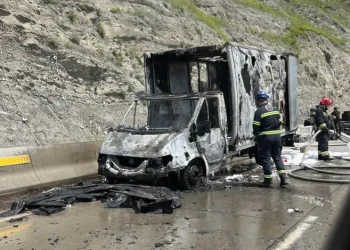 თბილისში სატვირთო ავტომობილს ცეცხლი გაუჩნდა