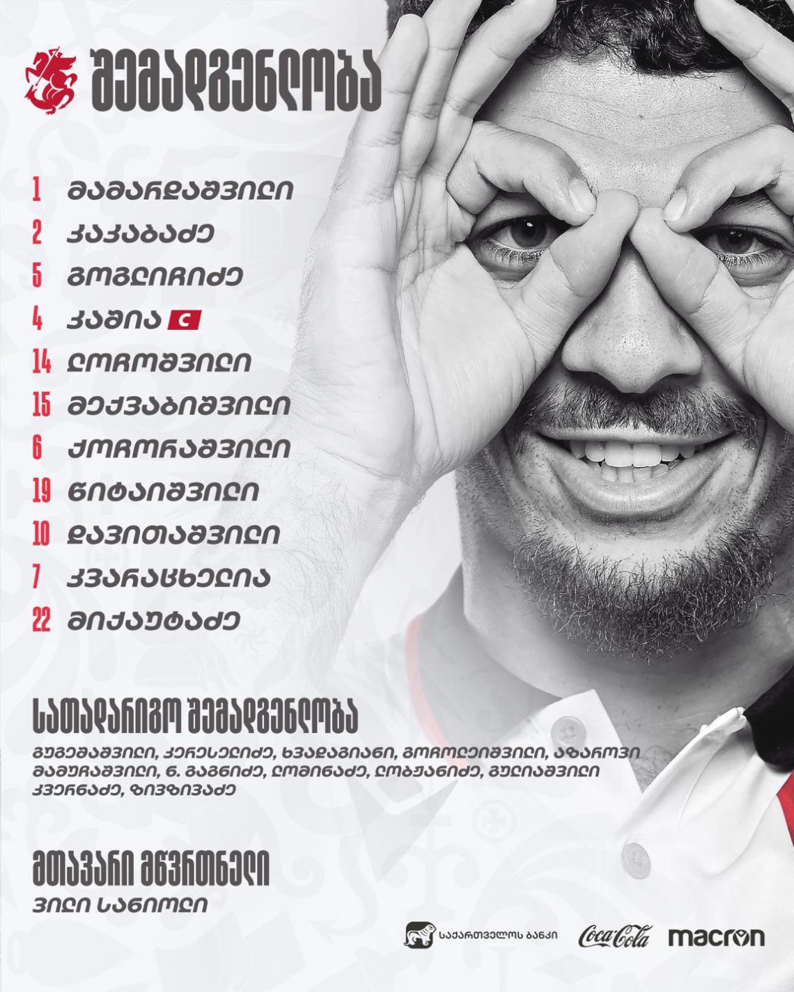 საქართველოს ნაკრების ძირითადი შემადგენლობა ცნობილია