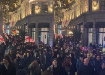 საპროტესტო მარშის მონაწილეები რუსთაველის გამზირზე, პარლამენტთან დაბრუნდნენ