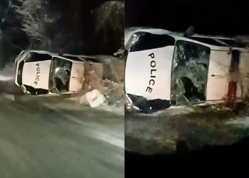 შიდა ქართლში პატრულირებისას პოლიციის მანქანა სავარაუდოდ გზაზე მოსრიალდა და გადავარდა