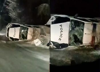 შიდა ქართლში პატრულირებისას პოლიციის მანქანა, სავარაუდოდ, გზაზე მოსრიალდა და გადაბრუნდა