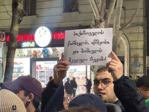 ილიას სახელმწიფო უნივერსიტეტთან საპროტესტო აქცია მიმდინარეობს - "მეტრონომის" ფოტოკოლაჟი