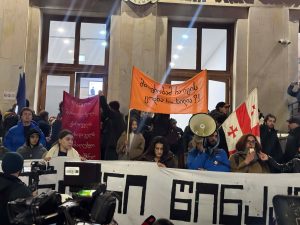 ილიას სახელმწიფო უნივერსიტეტთან საპროტესტო აქცია მიმდინარეობს - "მეტრონომის" ფოტოკოლაჟი