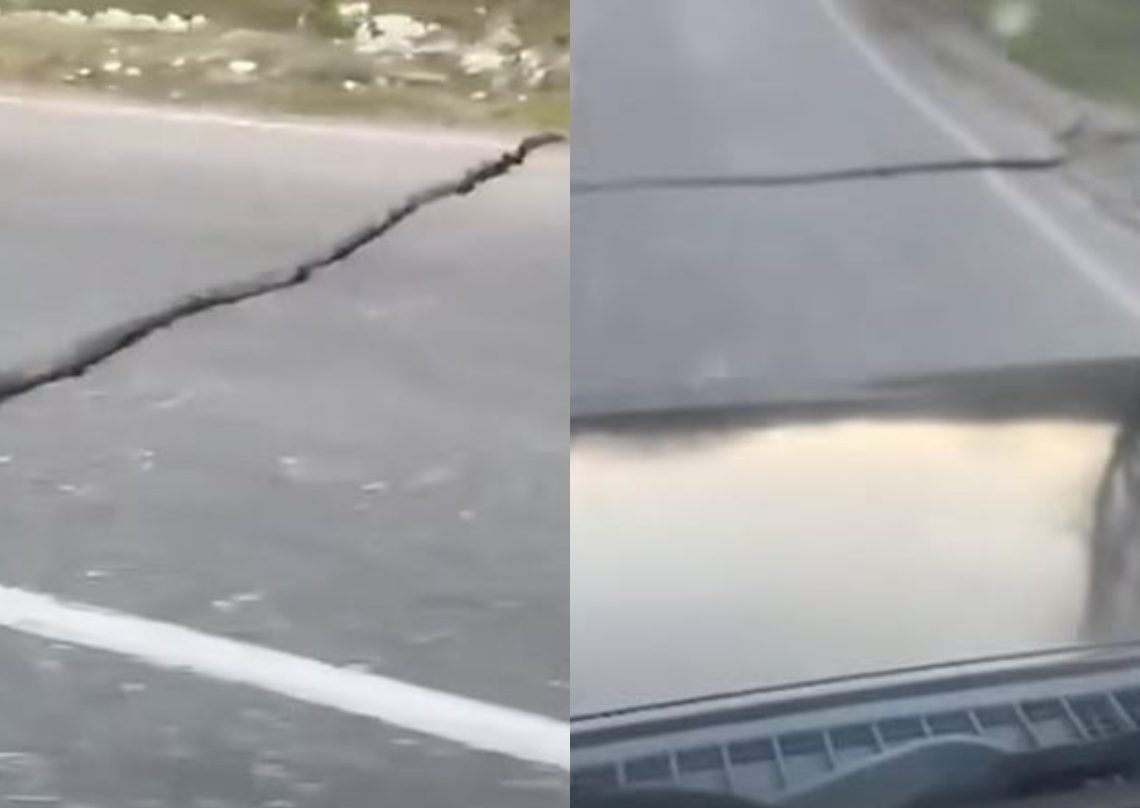 ტყიბულის მუნიციპალიტეტში, სოფელ კურსებისკენ მიმავალ ცენტრალ გზას ნაპრალები გაუჩნდა