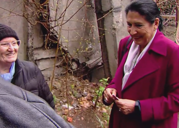 სინდისის პატიმრების პროცესზე დასასწრებად სალომე ზურაბიშვილი მივიდა