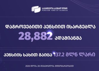 2026 წლის 28 თებერვლის მდგომარეობით, დაგროვებითი პენსიით ისარგებლა 28 882-მა პირმა, პენსიის სახით გაიცა 137,2 მილიონი ლარი –  საქართველოს საპენსიო ფონდი