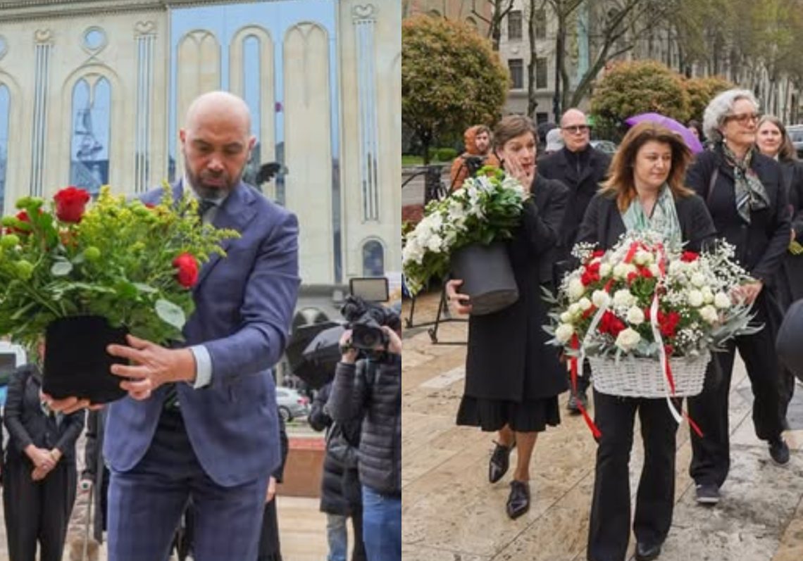 ესტონეთის, პოლონეთის, ლიეტუვისა და ლატვიის ელჩებმა 9 აპრილის მემორიალი ყვავილებით შეამკეს