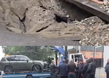 ბათუმში გზა ჩავარდა და მანქანა ჩაიყოლა – რა ვიდეო ვრცელდება