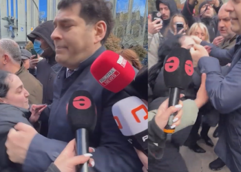 ბექა დავითულიანი აქტივისტ მარიამ მეყანწიშვილს, რომელმაც მას „ქვეყნის გამყიდველი და „რუსის მონა“ დაუძახა, ფიზიკურად დაუპირისპირდა