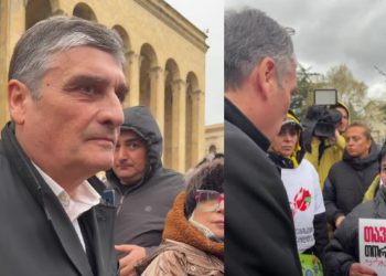 9 აპრილის მემორიალთან ირაკლი ბათიაშვილი პროევროპულ აქციებზე დაკავებულების ოჯახის წევრებს შეხვდა