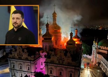 უკრაინის პრეზიდენტი გასულ ღამეს რუსების მიერ დაბომბილ კიევ-პეჩერის ლავრაში მივიდა