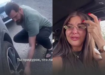 რუსებმა საწვავის რიგში ისევ იჩხუბეს – კაცმა რიგში მდგომი ქალის მანქანას საბურავი დაუშვა