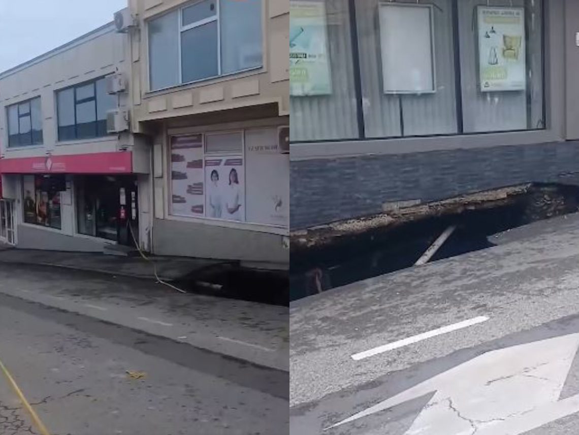თელავი, სტიქიის შედეგად კორპუსის მახლობლად გზა ჩავარდა – რა კადრები ვრცელდება