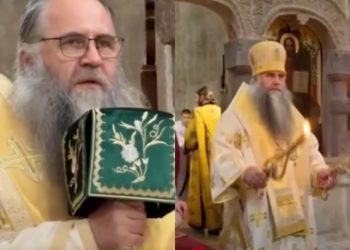 წირვა რუსულ ენაზე სამთავროს ტაძარში – დღეს ამბიონზე, რუსი მიტროპოლიტი იდგა